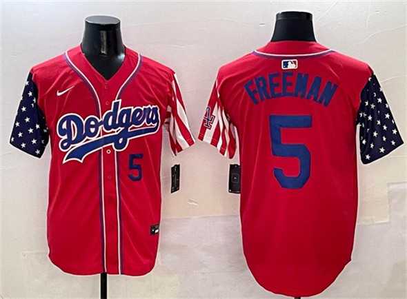 Mens Los Angeles Dodgers #5 Freddie Freeman Red Limited Stitched Jersey